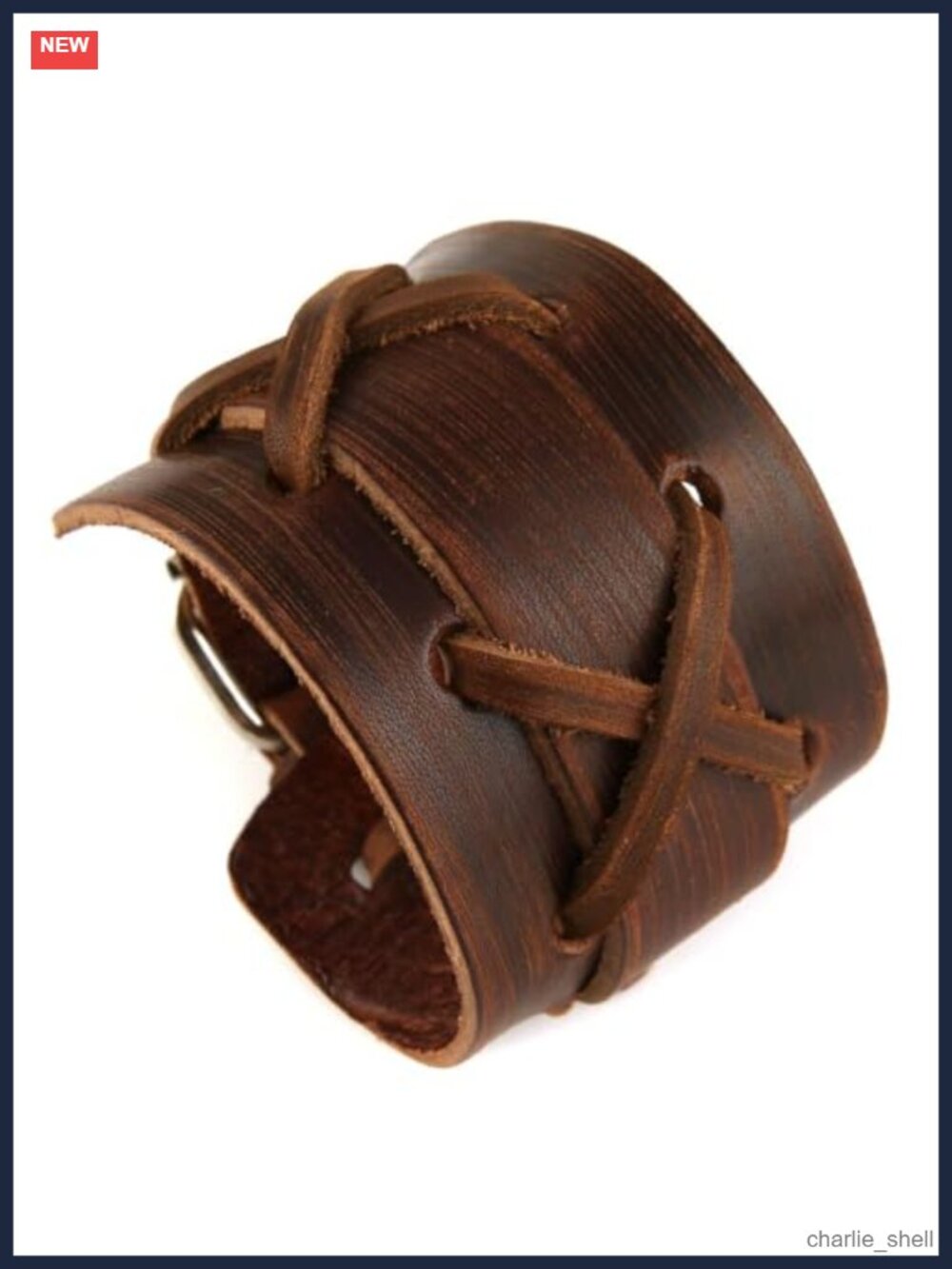 Genuine Leather Cuff Bracelet Adjustable Wristband Biker